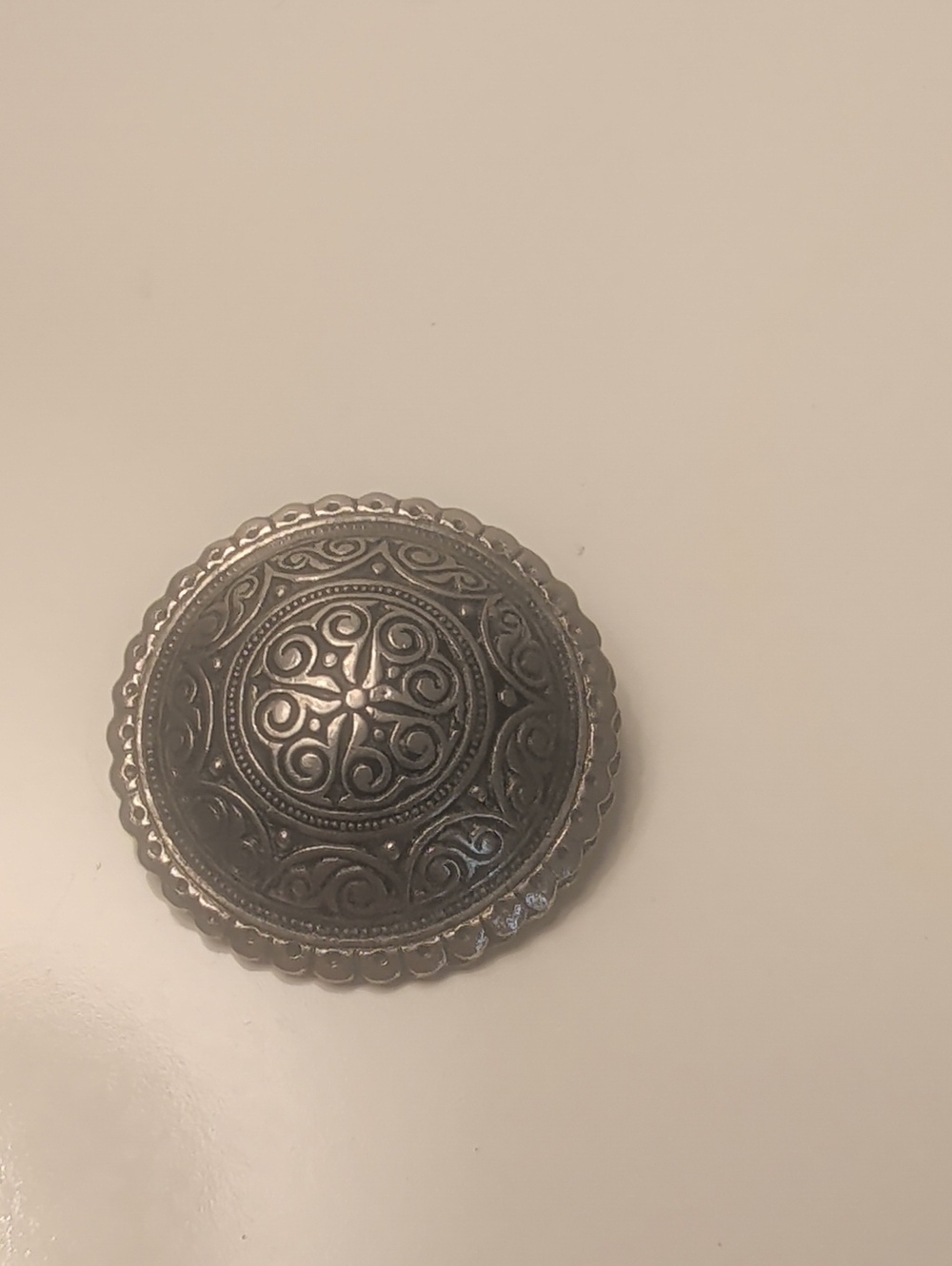 Decorative Silver-Tone Embossed Round Accent - Home Accents